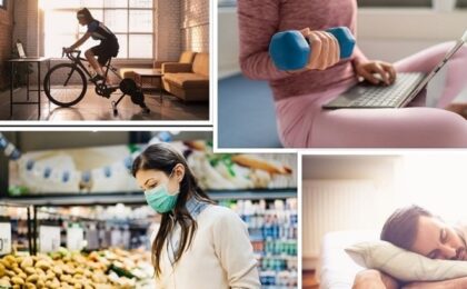 A girl working in laptop and doning gym